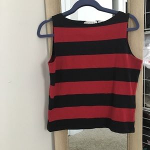 Evan Picone Red and black stripes top